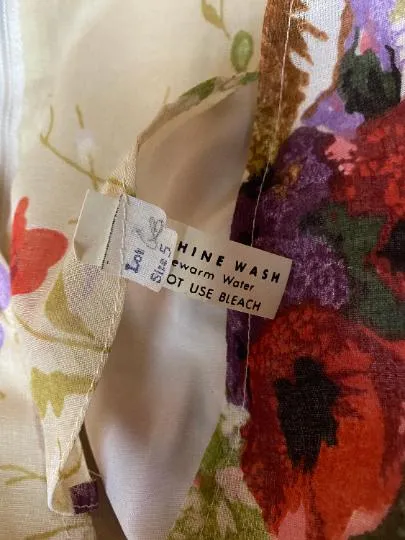 1970s Angel Sleeve Poppy Print Cotton Maxi Dress