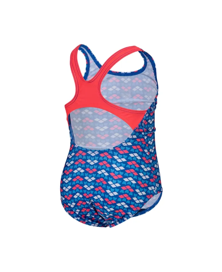 Arena Frienda girl's one-piece swimsuit with Star print 006302800 fluo red-multi