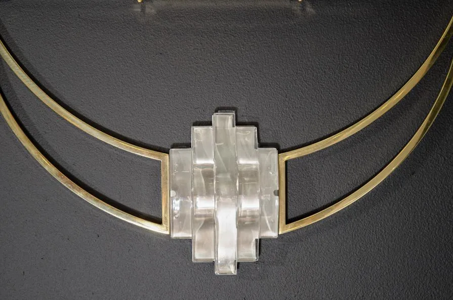 Art Deco Inspired Half-Circle Sconces, Pair