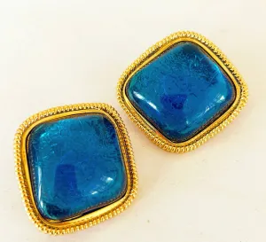Classic vintage 1970s signed KJL for Avon large statement clip on earrings