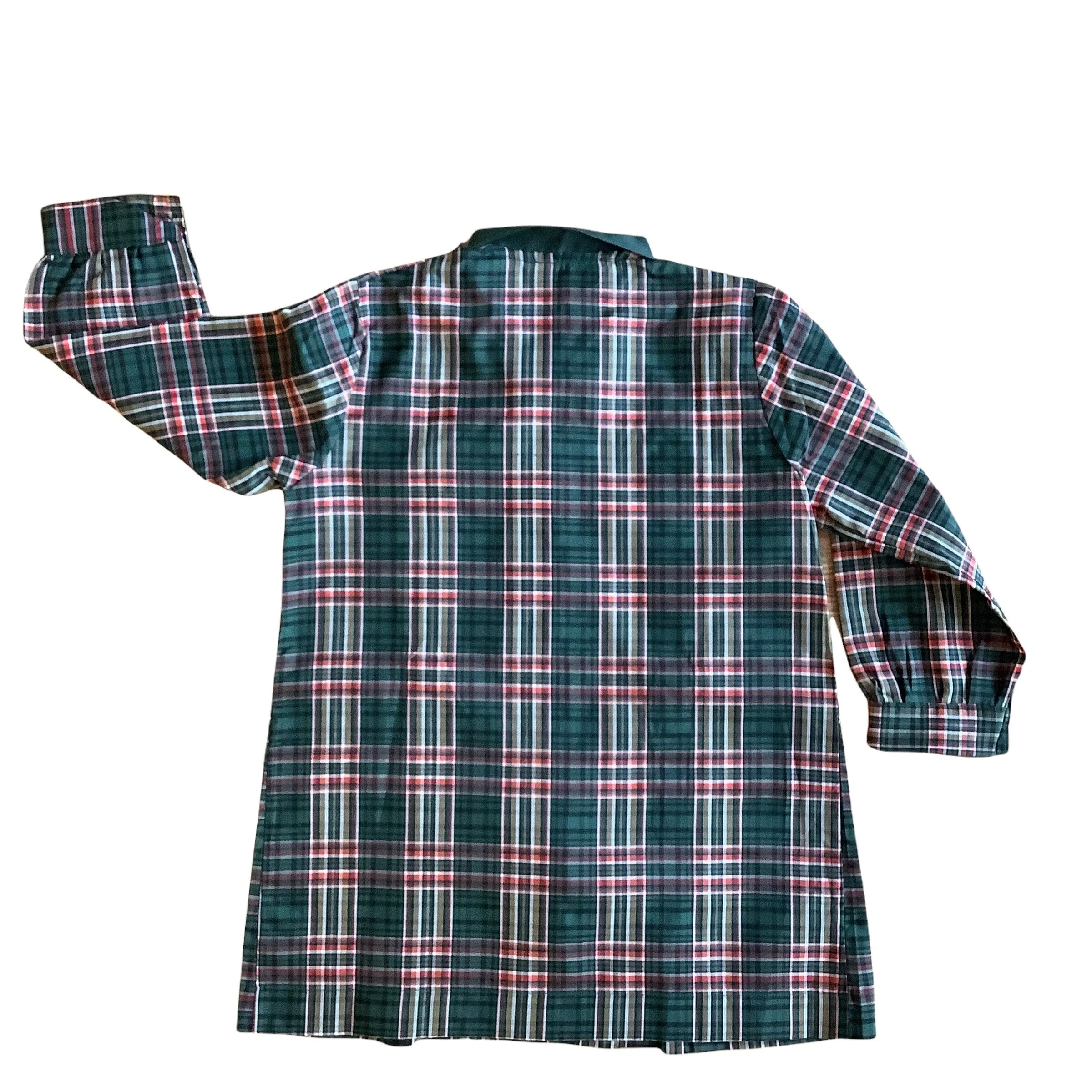 French Vintage 1960's Green Tartan Dress/ Blouse / 4-5Y