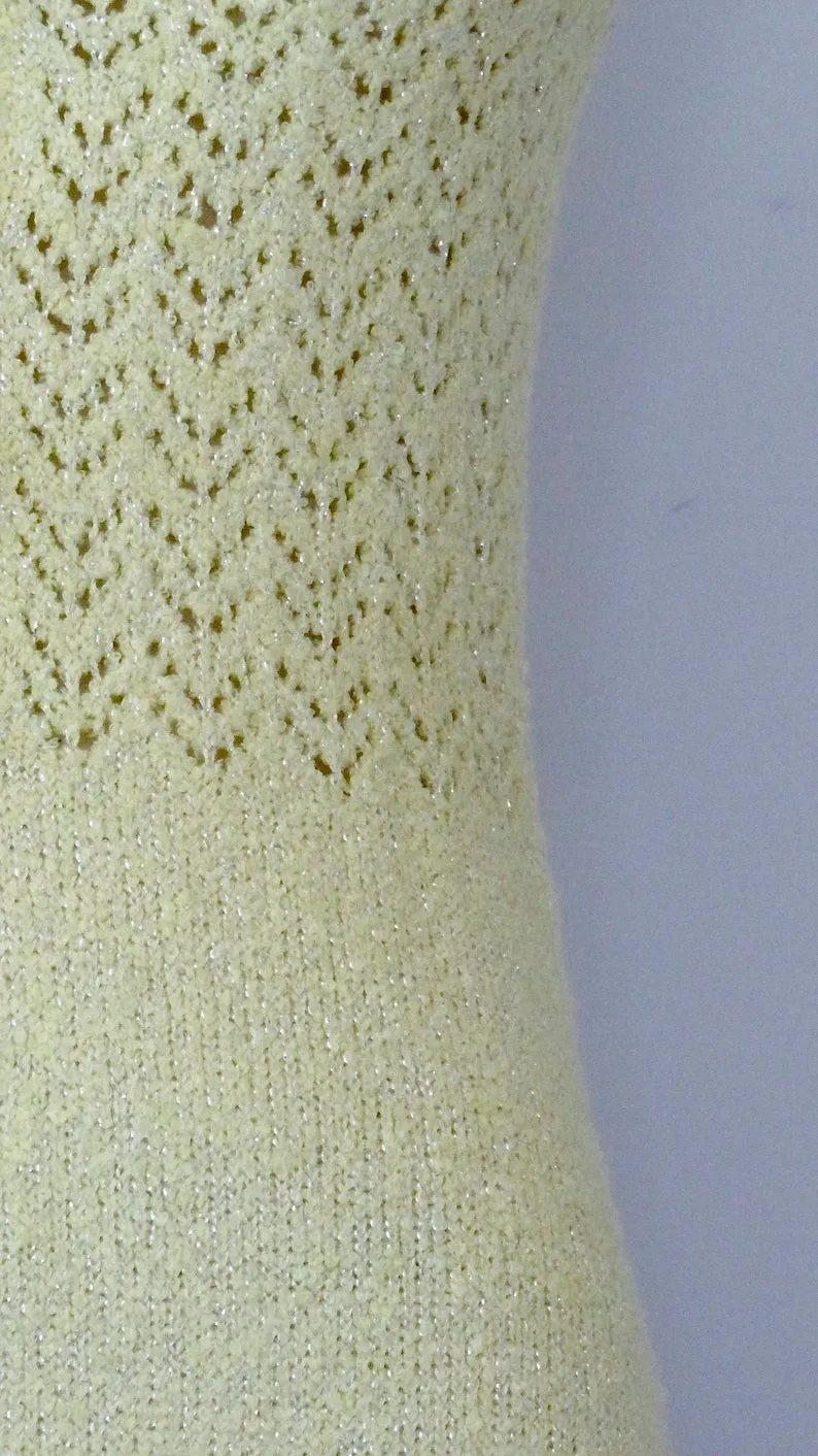 MELLOW YELLOW 1970s Open Knit Sweater Maxi Dress by St John Knits, Sz Small/Med