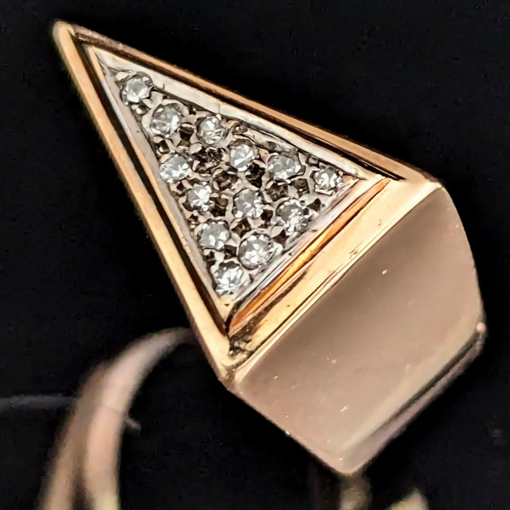 The Clayton - 1970's Diamonds 14k Yellow Gold Triangle Cocktail Ring