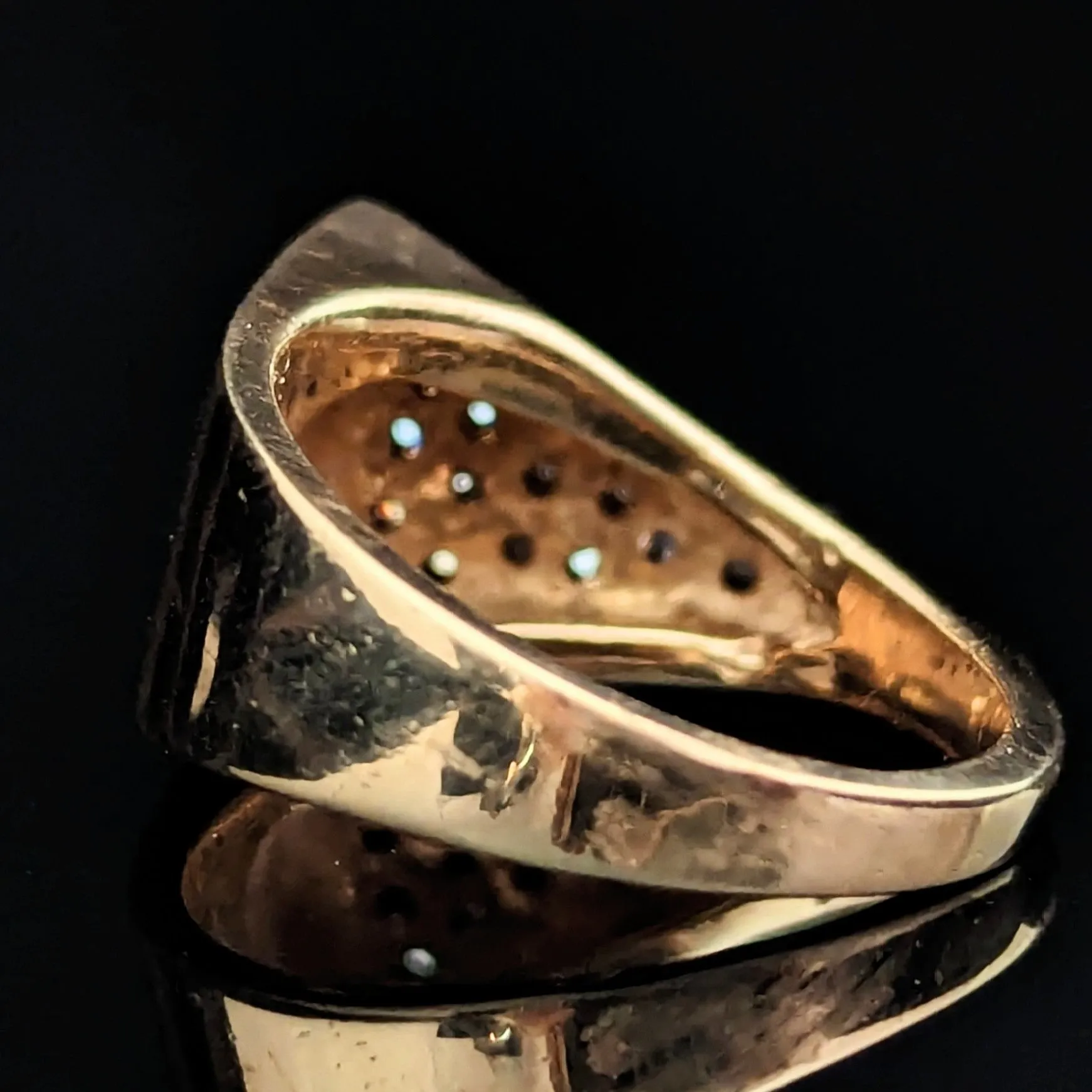 The Clayton - 1970's Diamonds 14k Yellow Gold Triangle Cocktail Ring