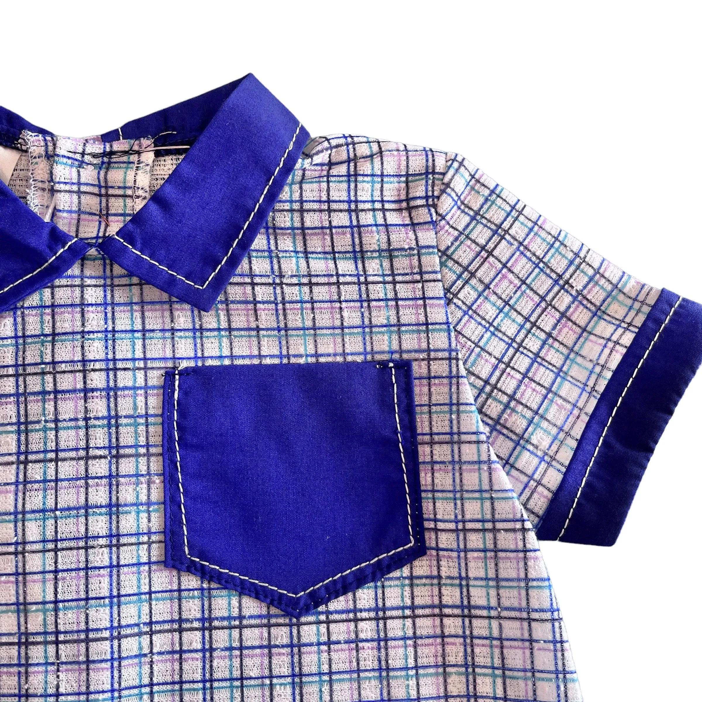 Vintage 1970's Blue Check Top / 9-12M