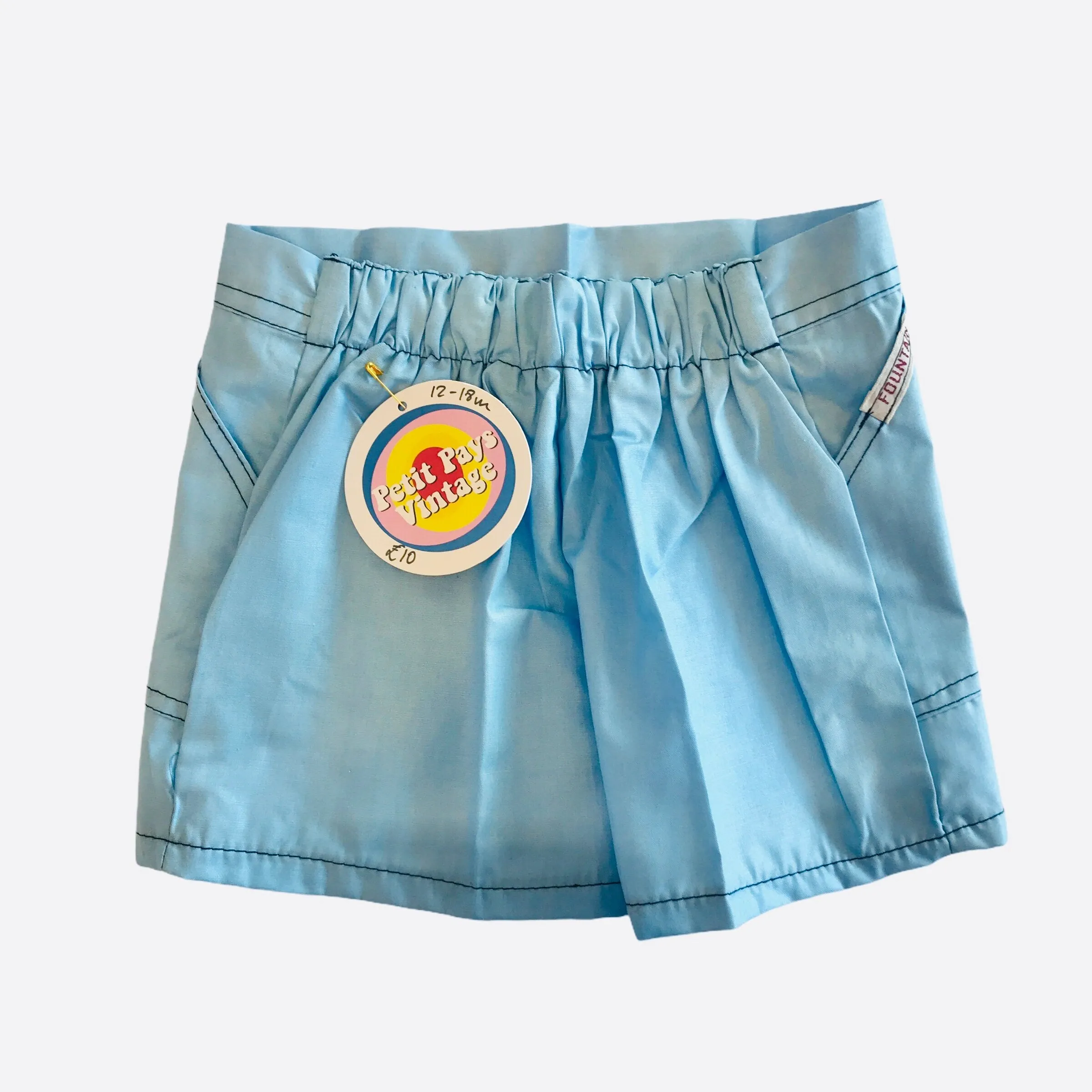 Vintage 1970s Blue Lightweight Shorts 12-18 Months