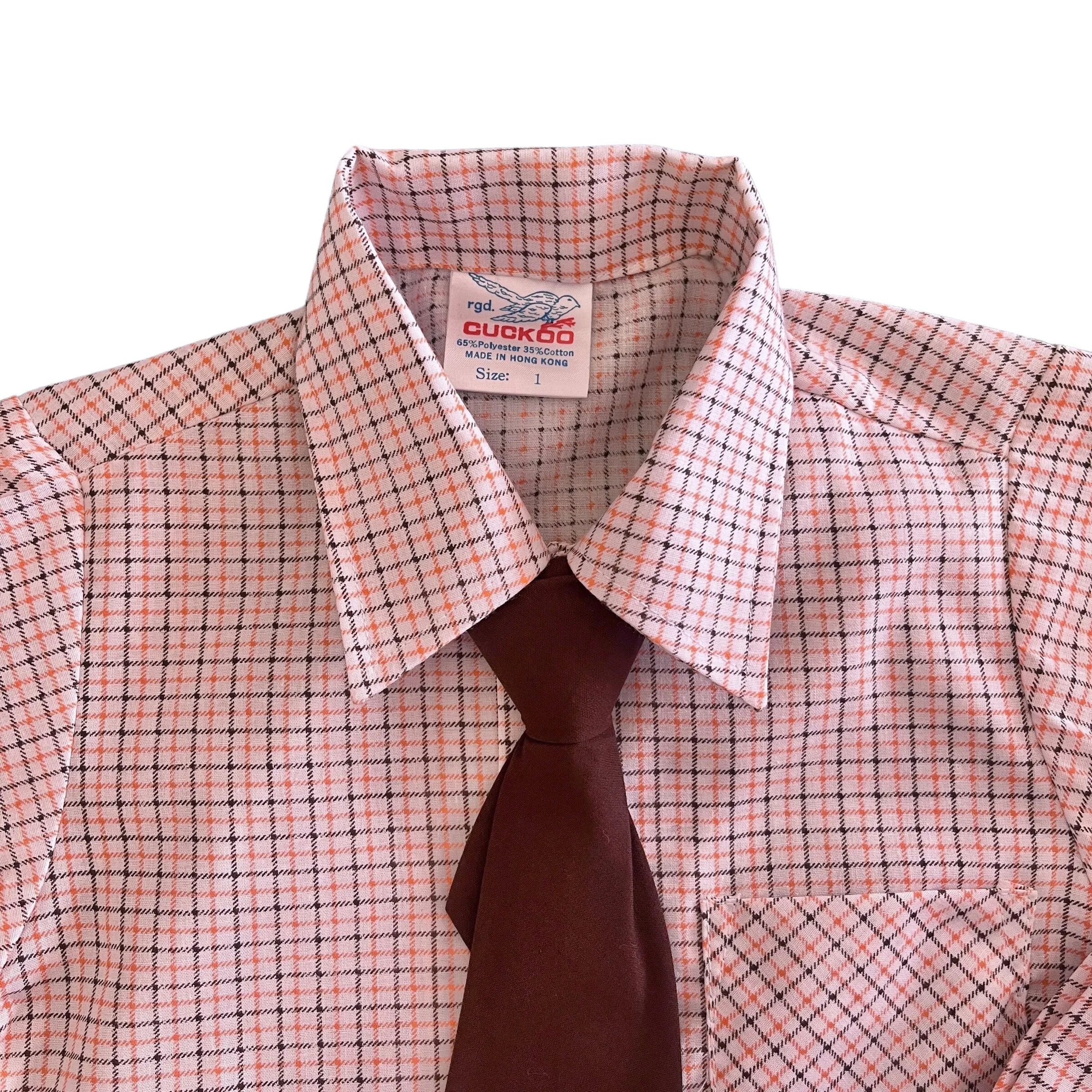 Vintage 1970's Check Shirt   Tie / 9-12M
